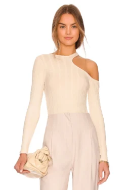 Flat Rib Asymmetrical Top Off White 11 Flat Rib Asymmetrical Top Off White -Fashion Clothing HARL WS994 V1 1