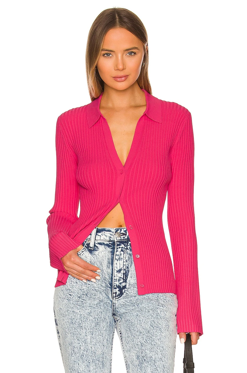 Helmut Lang Rib Cardigan Rose 1 Helmut Lang Rib Cardigan Rose