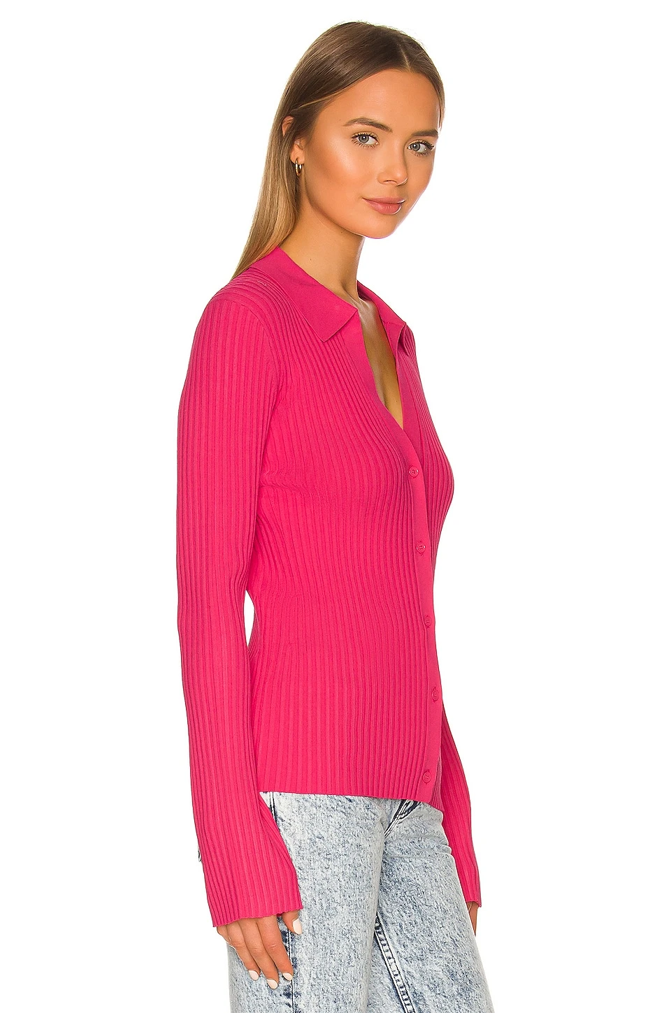 Helmut Lang Rib Cardigan Rose 2 Helmut Lang Rib Cardigan Rose - Image 2
