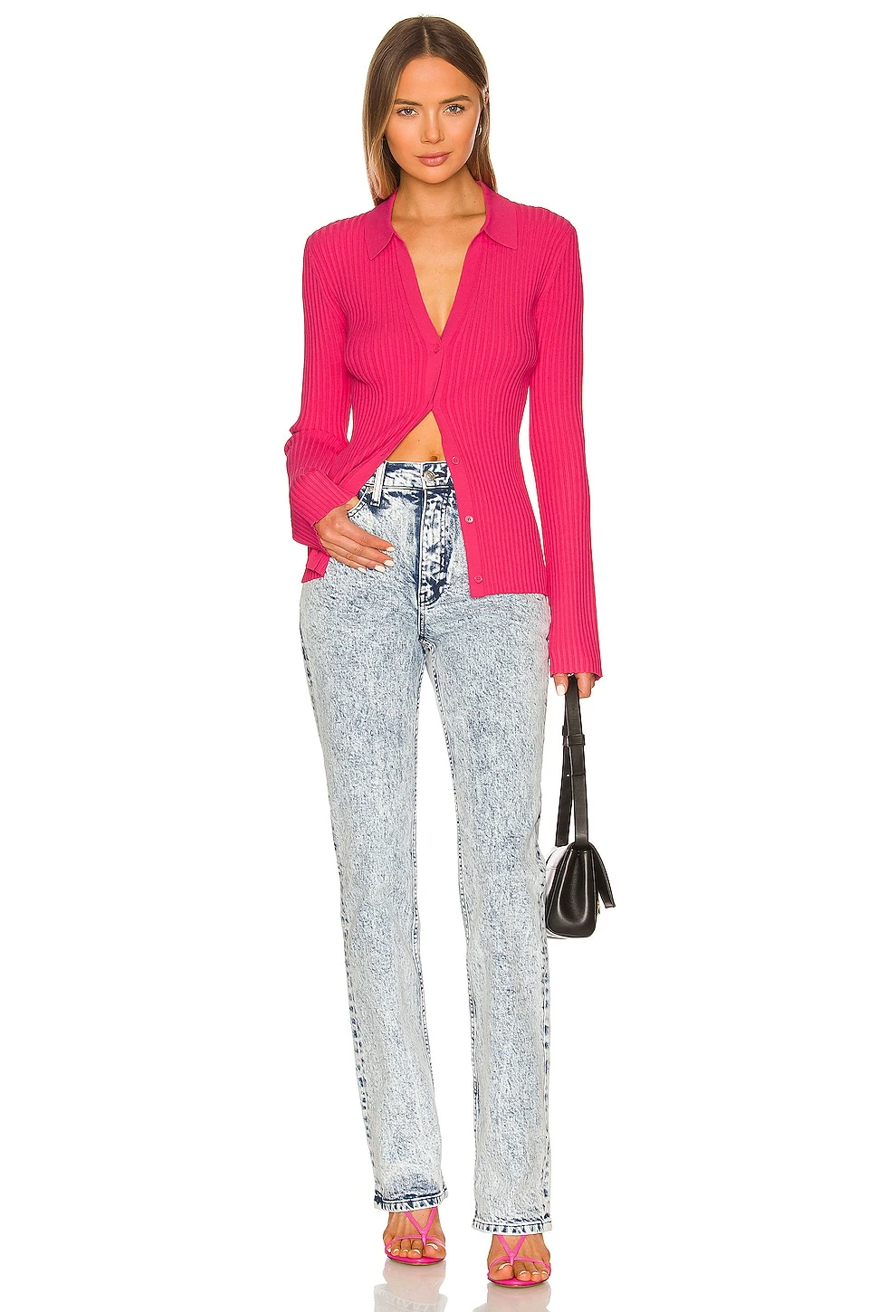 Helmut Lang Rib Cardigan Rose 4 Helmut Lang Rib Cardigan Rose - Image 4