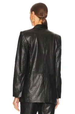 Helmut Lang Fine Leather Blazer Black -Fashion Clothing HLNR WO12 V3