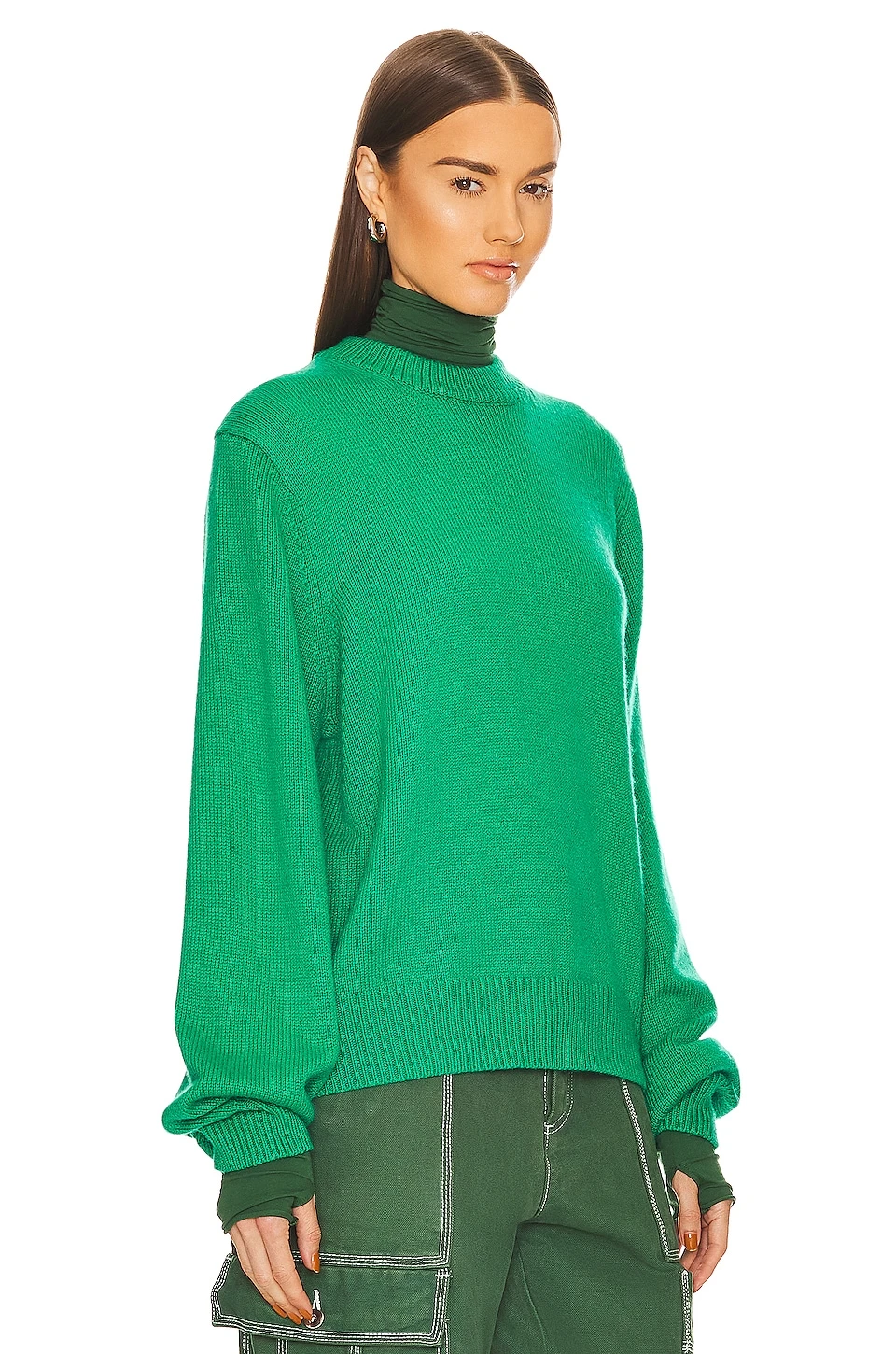 Lynnea Crew Pullover Green 2 Lynnea Crew Pullover Green - Image 2