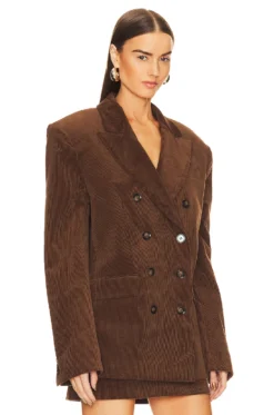 Corduroy Double Breasted Jacket Brown -Fashion Clothing HLSA WO13 V3