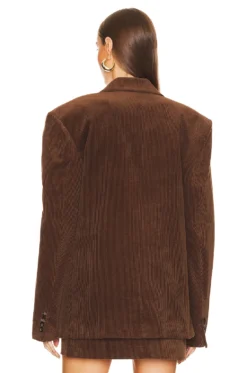 Corduroy Double Breasted Jacket Brown -Fashion Clothing HLSA WO13 V4