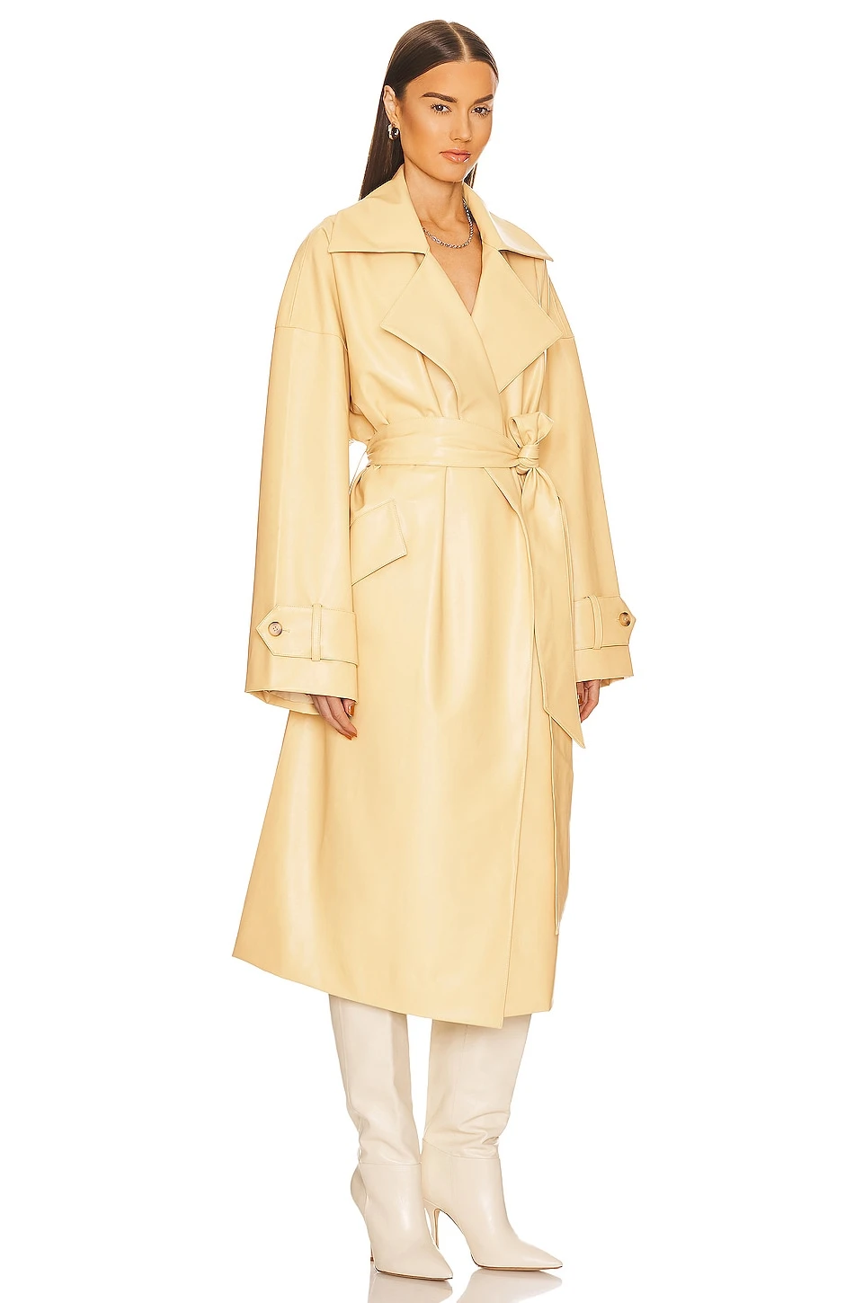 Waterbased Faux Leather Trench Coat Tan 2 Waterbased Faux Leather Trench Coat Tan - Image 2