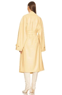 Waterbased Faux Leather Trench Coat Tan 6 Waterbased Faux Leather Trench Coat Tan -Fashion Clothing HLSA WO2 V3