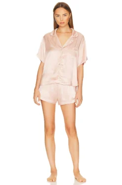 Kiralee Luxury Satin Short Pyjama Set Dusty Rose
