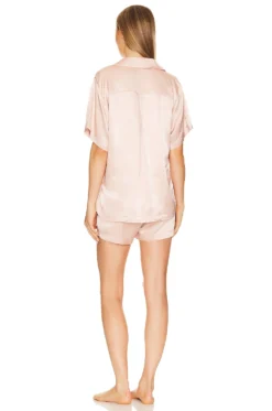 Kiralee Luxury Satin Short Pyjama Set Dusty Rose 5 Kiralee Luxury Satin Short Pyjama Set Dusty Rose -Fashion Clothing HOME WI166 V3