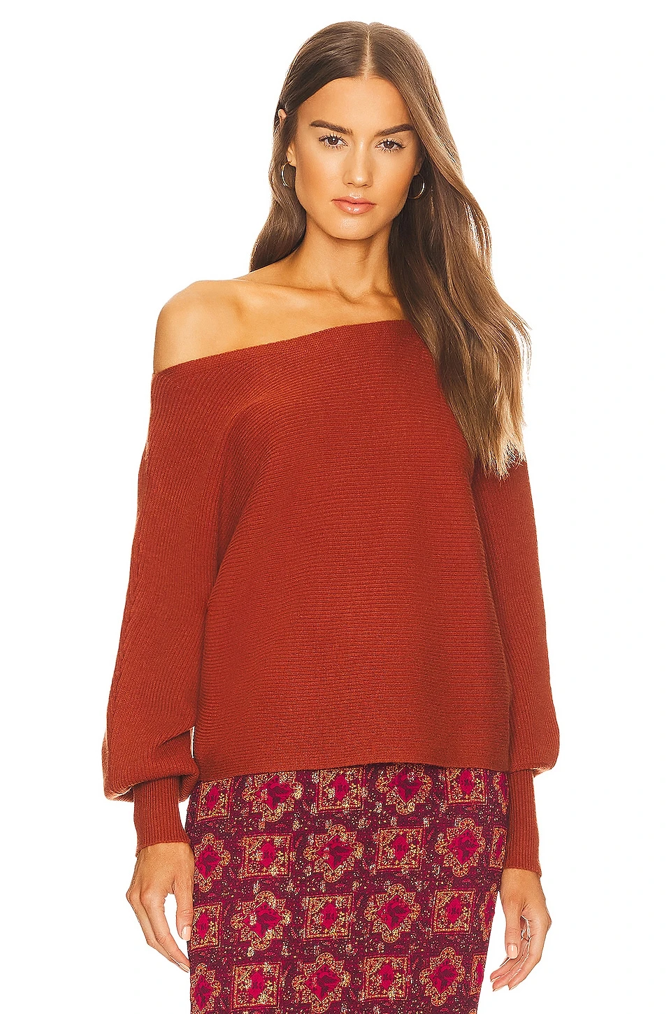 Winifred Wide Neck Sweater Burnt Orange 1 Winifred Wide Neck Sweater Burnt Orange