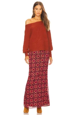 Winifred Wide Neck Sweater Burnt Orange 10 Winifred Wide Neck Sweater Burnt Orange -Fashion Clothing HOOF WK175 V4