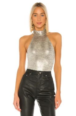 X REVOLVE Shae Bodysuit Pewter