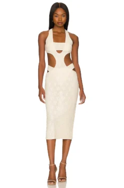 Carina Midi Dress Dusty Ivory