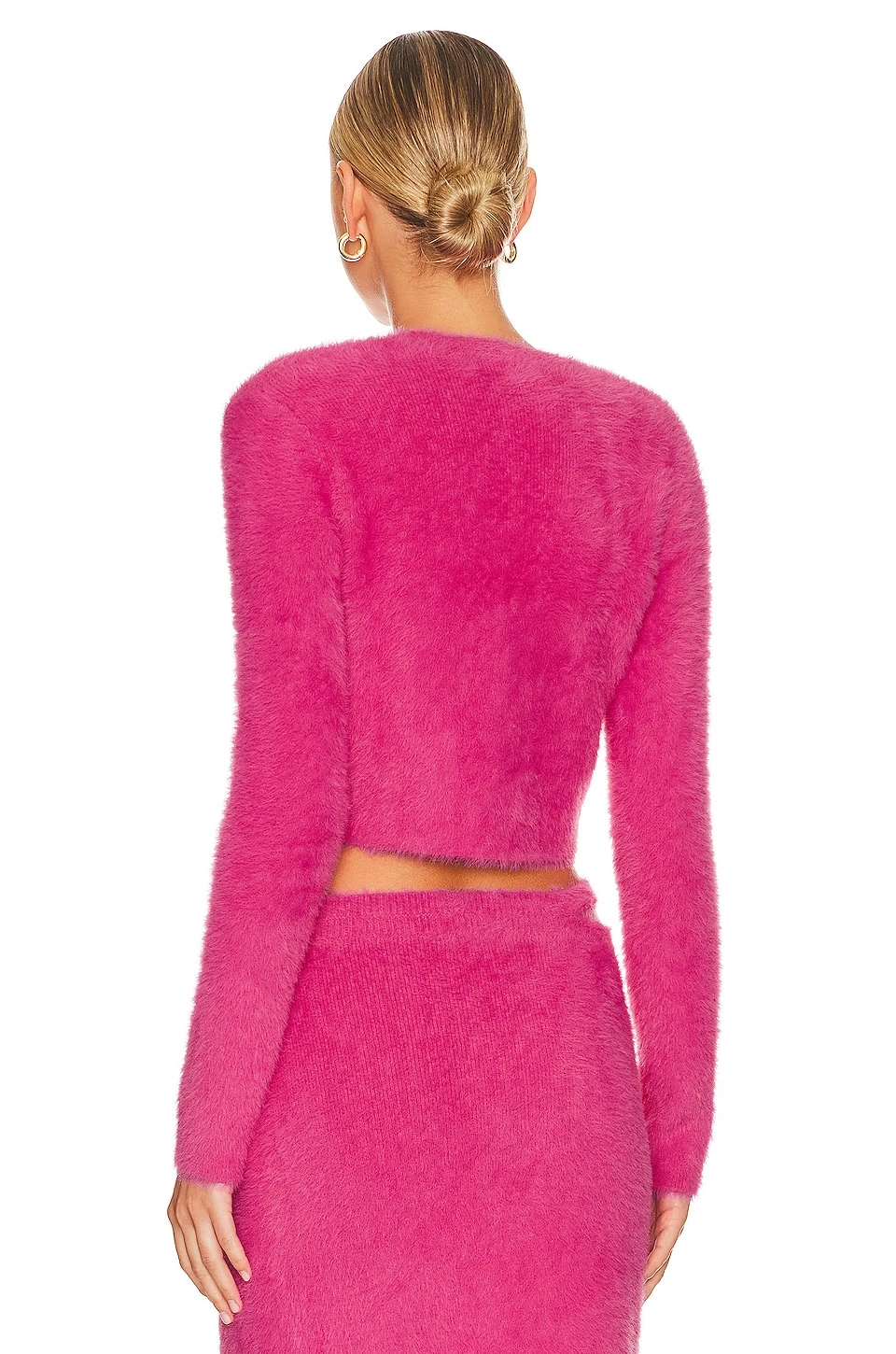 Axel Fuzzy Knit Tie Front Cardigan Hot Pink 3 Axel Fuzzy Knit Tie Front Cardigan Hot Pink - Image 3