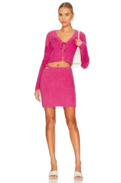 Axel Fuzzy Knit Tie Front Cardigan Hot Pink 7 Axel Fuzzy Knit Tie Front Cardigan Hot Pink -Fashion Clothing JDAR WK20 V4