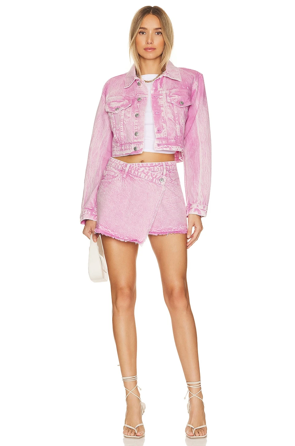 Dove Cropped Denim Jacket Flamingo 4 Dove Cropped Denim Jacket Flamingo - Image 4