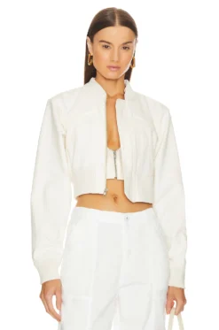 Lorenzo Cropped Denim Jacket Bra Combo Ecru