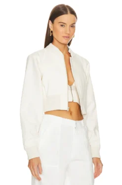 Lorenzo Cropped Denim Jacket Bra Combo Ecru -Fashion Clothing JDAR WO21 V3