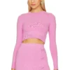 Peachskin Long Sleeve Crop Crew Sweet Pink