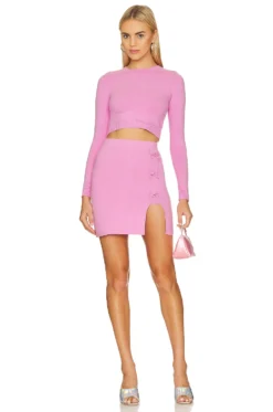 Peachskin Long Sleeve Crop Crew Sweet Pink 7 Peachskin Long Sleeve Crop Crew Sweet Pink -Fashion Clothing JOOR WK43 V4