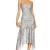 Issy Lace Midi Dress Silver