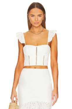 Irma Eyelet Crop Top White