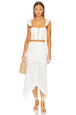 Irma Eyelet Crop Top White 7 Irma Eyelet Crop Top White -Fashion Clothing KARI WS253 V4