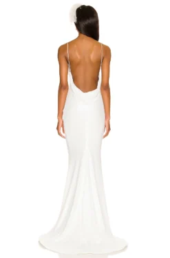 All A Dream Micro Sequin Gown Ivory -Fashion Clothing KATR WD175 V4