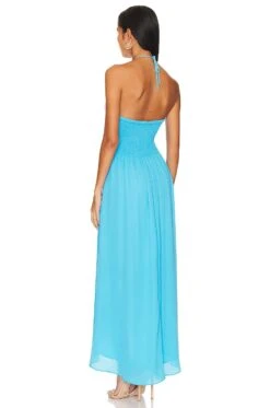 Ruched Keyhole Halter Dress Malibu -Fashion Clothing KISA WD478 V3