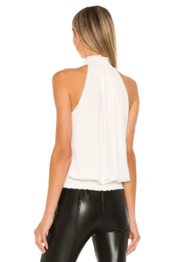 Smocked Neck Tank Cream -Fashion Clothing KISA WS307 V3