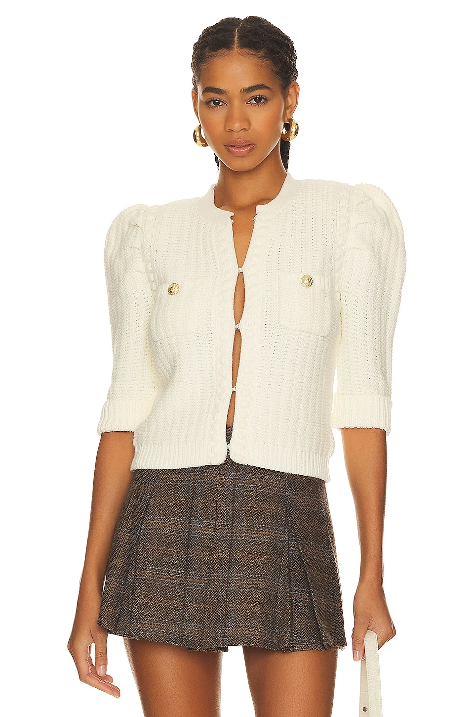 Delilah Crop Cardi Vintage White 1 Delilah Crop Cardi Vintage White