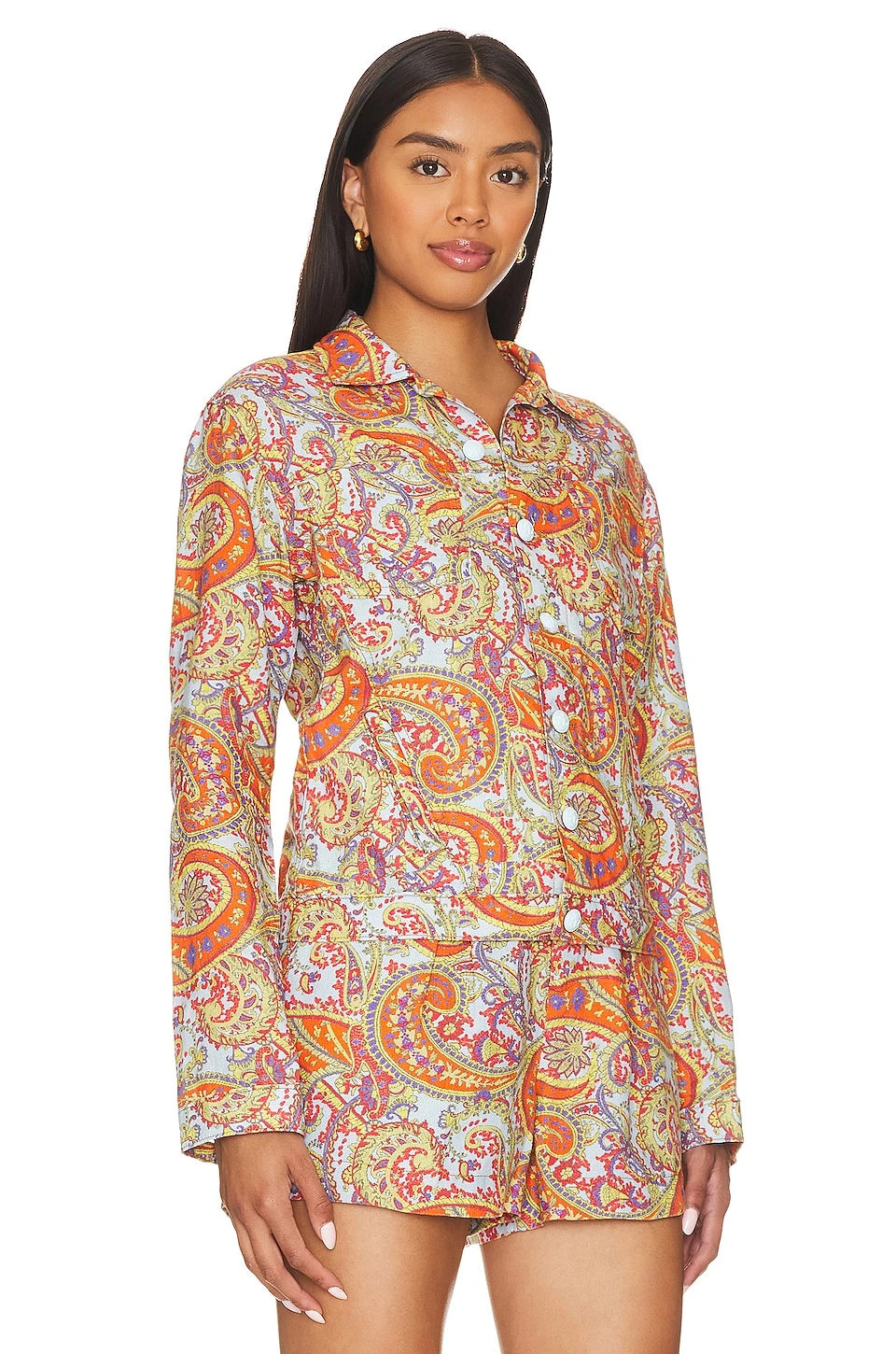 Celine Slime Jacket Light Blue Vintage Paisley 2 Celine Slime Jacket Light Blue Vintage Paisley - Image 2