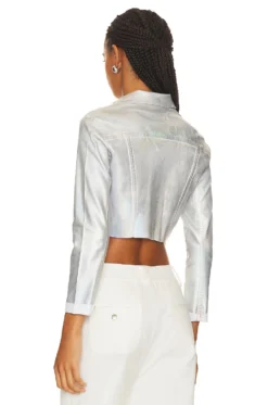 Wesley Crop Jacket Iridescent Foil -Fashion Clothing LAGR WO193 V3