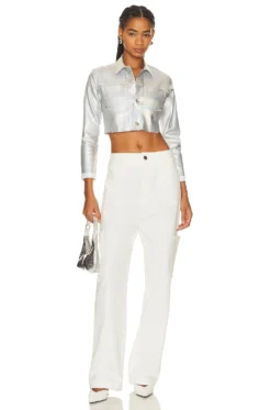 Wesley Crop Jacket Iridescent Foil -Fashion Clothing LAGR WO193 V4