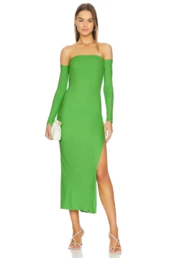 Off Shoulder Dress Electric Green