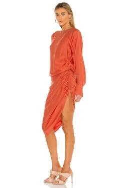 The Geni Midi Dress Terracotta Red -Fashion Clothing LCDE WD489 V3