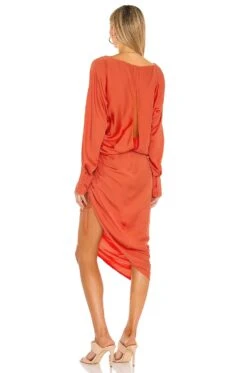 The Geni Midi Dress Terracotta Red -Fashion Clothing LCDE WD489 V4