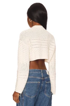 Pasca Pointelle Cropped Sweater Ivory 6 Pasca Pointelle Cropped Sweater Ivory -Fashion Clothing LCDE WK214 V3