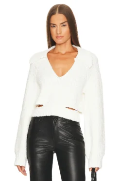 X Marianna Hewitt Imani Boucle Knit Pullover White