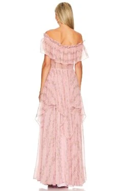 LoveShackFancy Noni Dress Prairie Pink -Fashion Clothing LESH WD672 V3