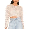 LoveShackFancy Junice Crop Cardigan Sand