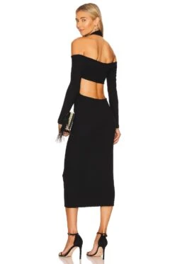Ark Rib Midi Dress Black