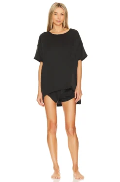 Washable Silk Tee Set Immersed Black -Fashion Clothing LNYA WI38 V1 1