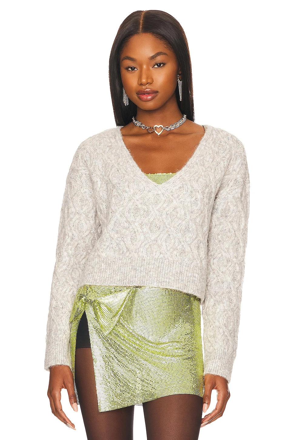 Avriel Cable Pullover Grey Multi 2 Avriel Cable Pullover Grey Multi - Image 2