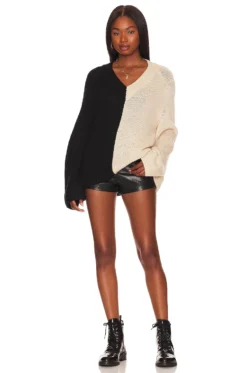 Earlene Color Block V Neck Black & Ivory 7 Earlene Color Block V Neck Black & Ivory -Fashion Clothing LOVF WK1158 V4