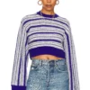 Kairi Cropped Stripe Crew Royal Blue & Ivory