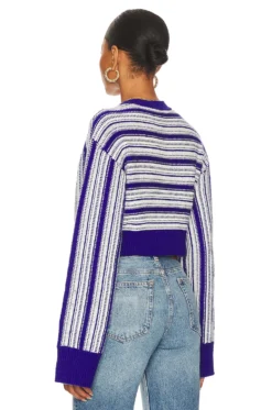 Kairi Cropped Stripe Crew Royal Blue & Ivory -Fashion Clothing LOVF WK1165 V3