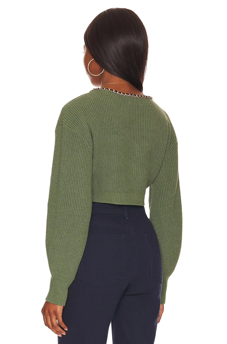 Tashia Cropped Zip Cardigan Deep Green 3 Tashia Cropped Zip Cardigan Deep Green - Image 3