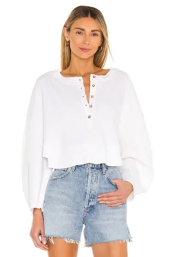 Oversized Henley Pullover Bone