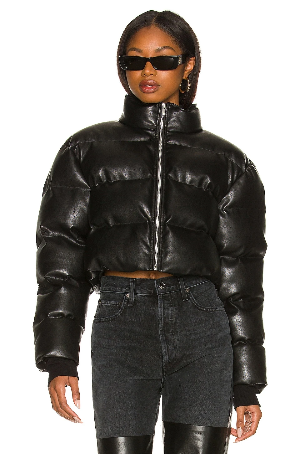 Brady Faux Leather Puffer Black 2 Brady Faux Leather Puffer Black - Image 2