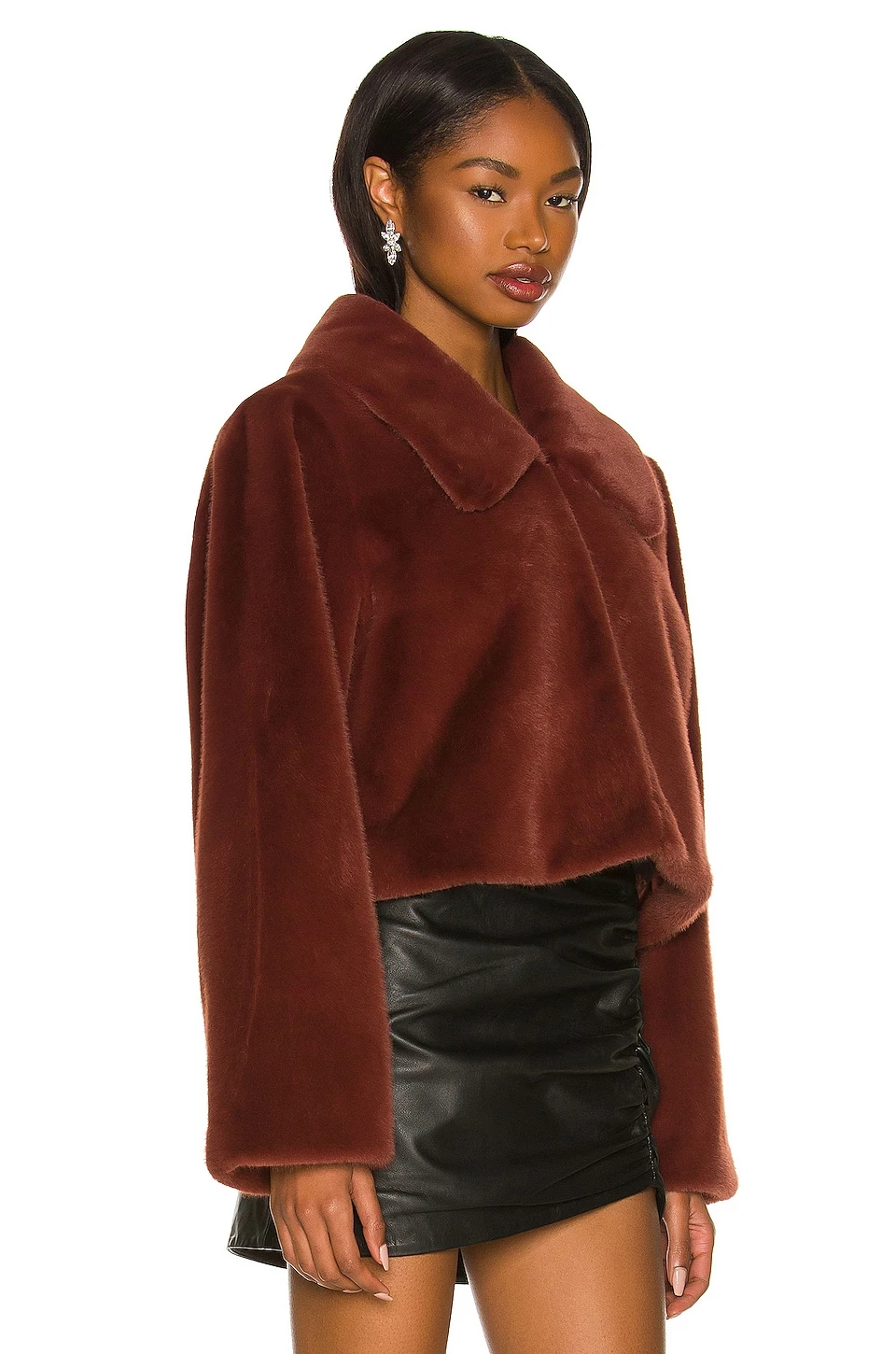 Sonny Cropped Coat Maroon 2 Sonny Cropped Coat Maroon - Image 2